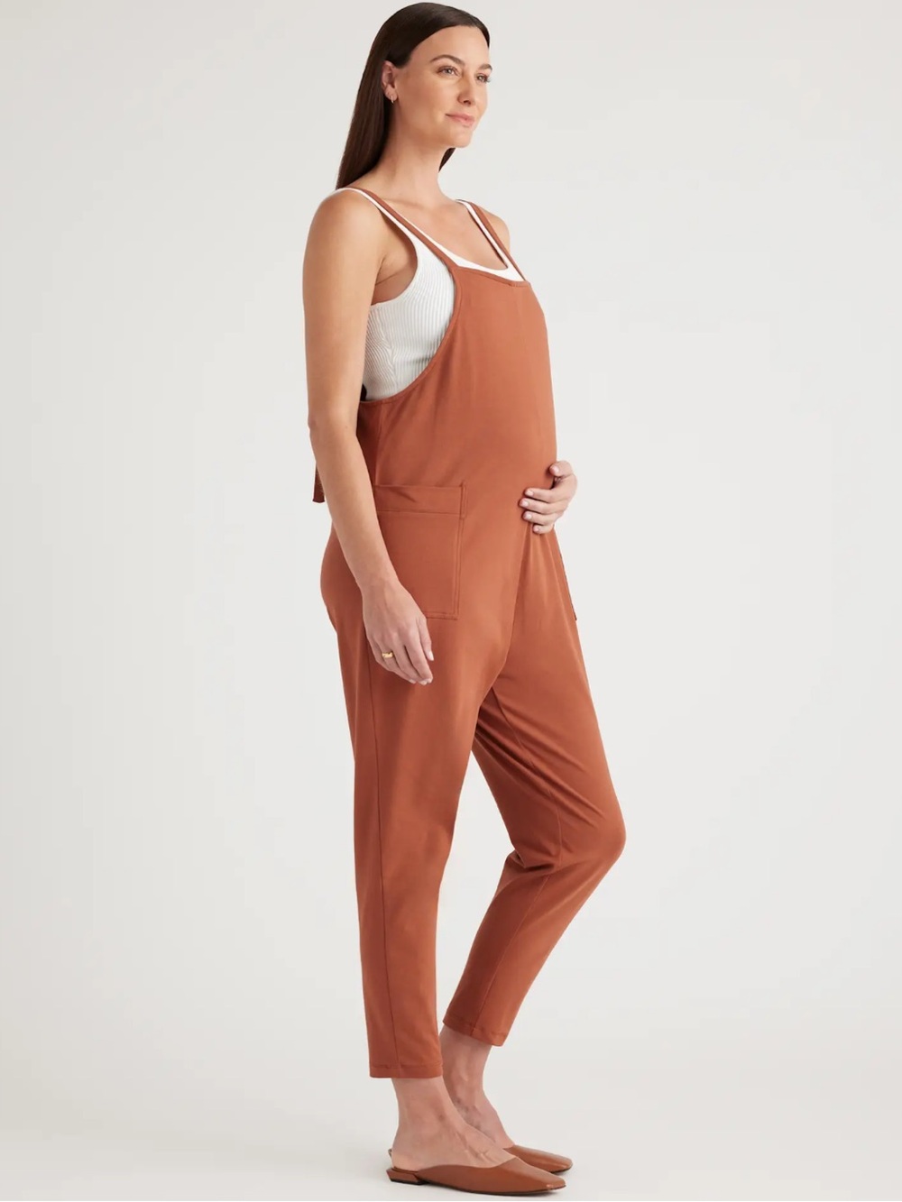 Quince Rust-Orange Organic Cotton Maternity Jumpsuit